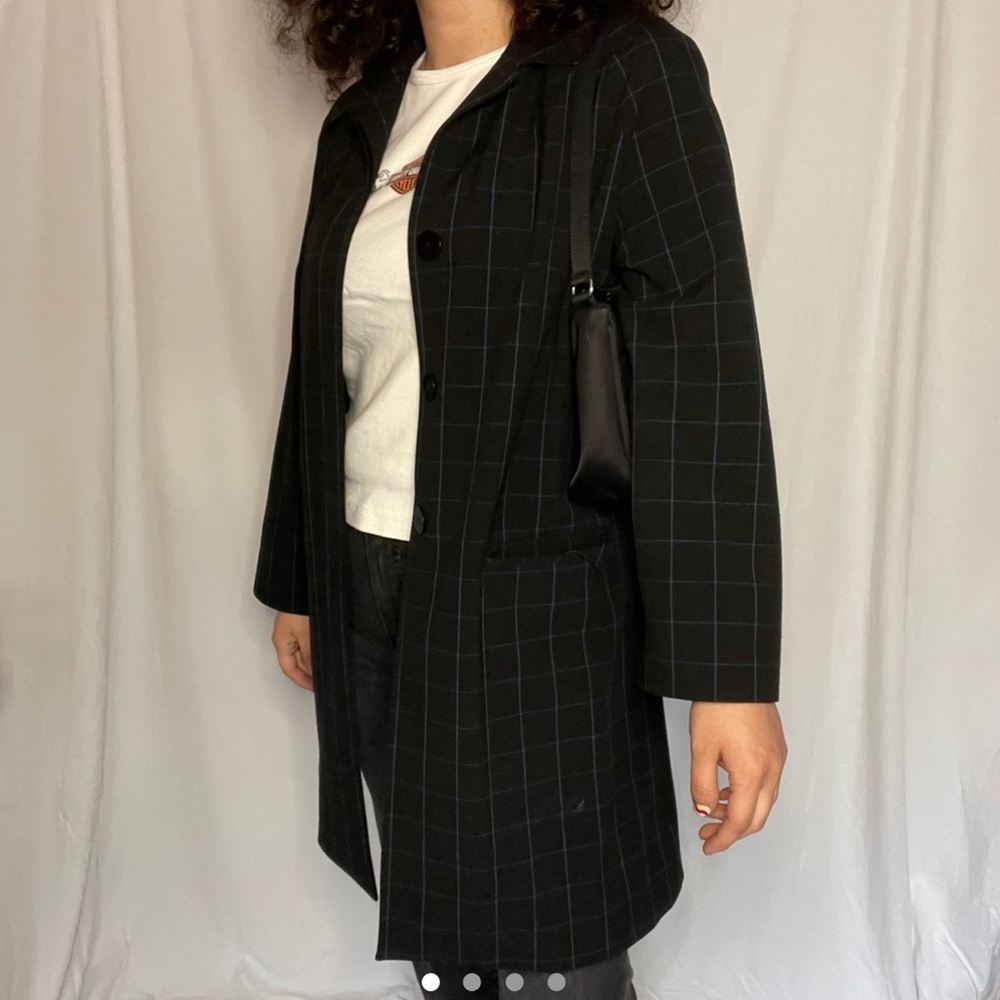 Black with Blue Plaid Coat